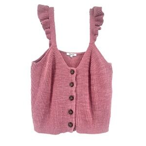 Madewell Pink Knit Ruffle Strap Tank Top